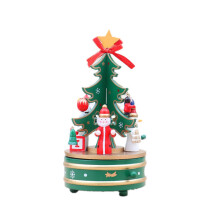 Christmas Decorations Christmas Wooden Rotating Music Box Christmas Tree Shape Home Party Decor Ornament Green