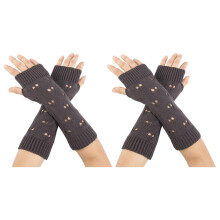 4Pcs Warmer Winter Women Gloves Stylish Gloves Girl Arm Crochet Knitting Hollow Heart Mitten Warm Fingerless Gloves C
