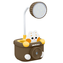 Desk Lamp, Cute Desk Lamp for Kids, Eye Care Desk Lamp, LED Desk Lamp with Pencil Cutting/Pen Holder, Table Lamp (Brown)