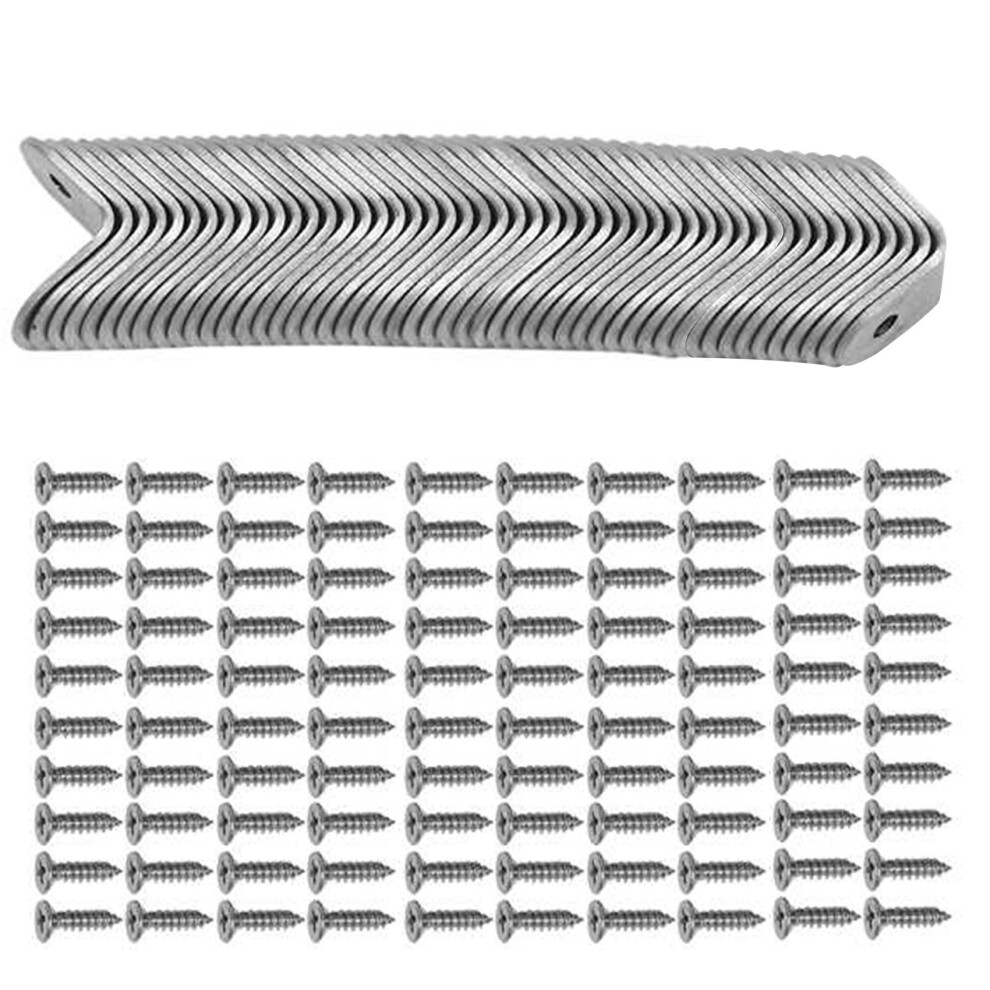 50Pcs L Corner Bracket With Screws, Corner Brackets, Corner Bracket Fasteners, For Furniture Bed Frame Cabinets 4713113203768