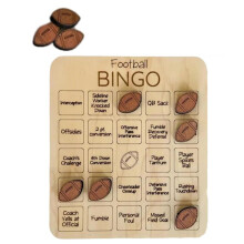 Football Bingo Game, Wooden Football-Themed Bingo Game, Tic-Tac-Toe Board Game, Sports Bingo, Bingo Cards Family Game