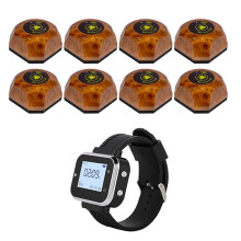 Draadloos Restaurant Pagersysteem 8 Oproepknoppen 1 Oberhorloge-Ontvanger Oproepsysteem voor Bars, Cafés, EU-Stekker