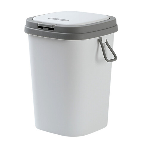 Kitchen and Bathroom Push-Type Thick Solid and Durable Trash Can with Handle Gray