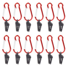 12 Pcs Windproof Clamp Set Universal Tent Clip Tent Fastening Lock Clip with Carabiner for Outdoor Camping Farm Garden
