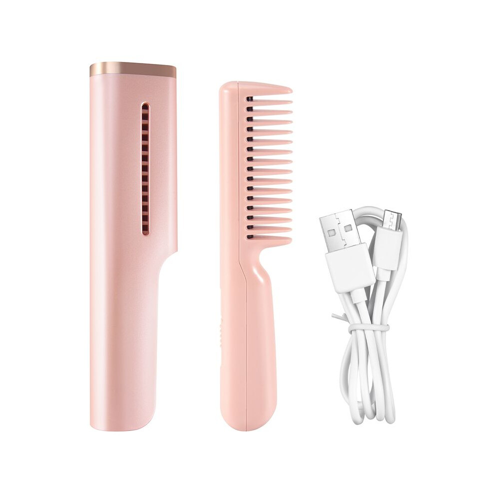 Electric Cordless Hair Straightener and Curling 2 in 1 Dry Comb  USB Charging Hot Straightening