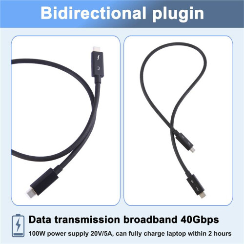 Typec Cable for  3 Data Cable 40Gbps Full Speed 100W Fast Charge 5K Transmission 50cm 1