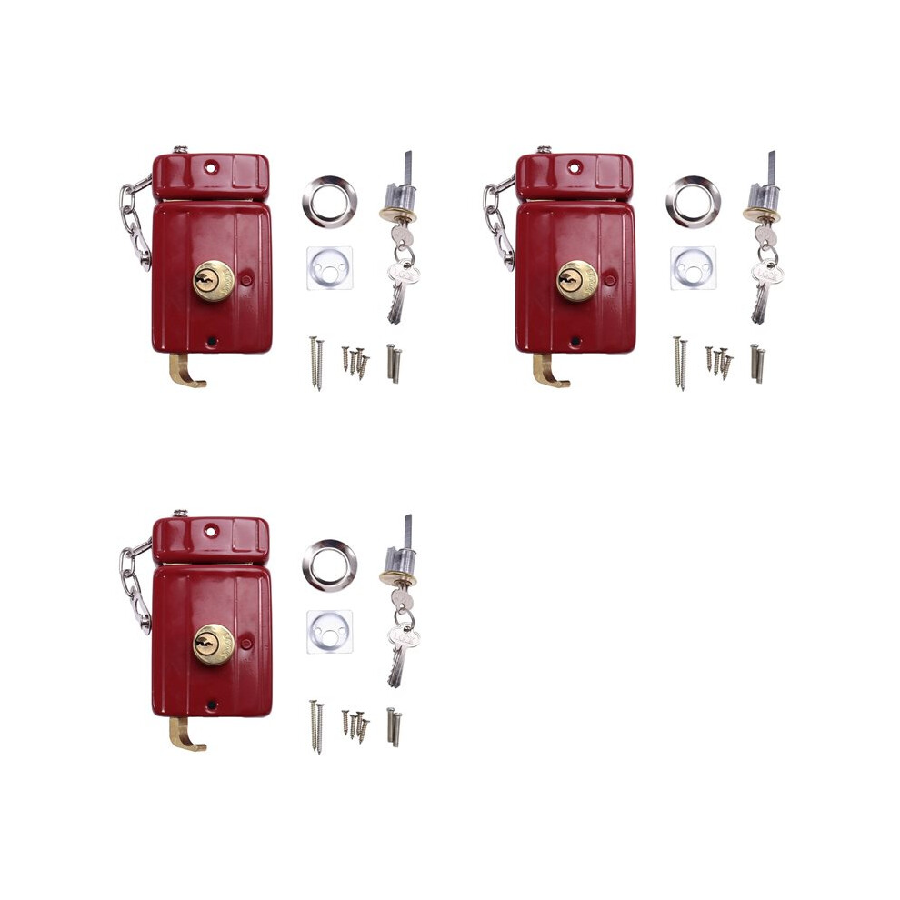 3X Cast Iron Anti-Theft Lock Exterior Door Multiple Insurance Security Indoor Dormitory With Key Wooden Door Lock 4712181229656