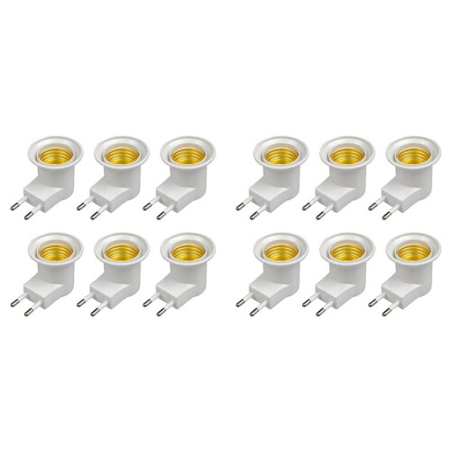 E27 Lamp Socket Adapter with  Plastic Standard Screw-in Socket Outlet Converter Bulbs for Home 12Pcs EU Plug
