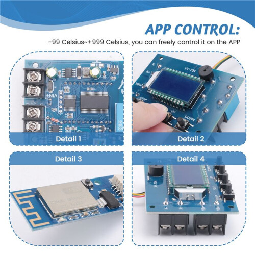 12V  Digital Temperature Controller, WiFi APP Control High Temperature Control Module -99 Celsius-999 Celsius 24V 2