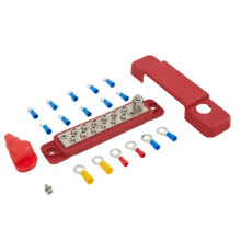 12 Point Battery Power Distribution Block Bus Bar Positive Negative 48V 150A Power Distribution Block Termianl Red