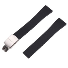 FKM Rubber Watch Strap 20x16mm FKM for CTS Watchband Quick Release Butterfly Silver Buckle Cut-to-Size