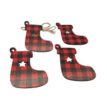 10 Piezas Adornos Colgantes para áRboles de Navidad Adornos Colgantes de Madera CelosíA Roja de un Solo Lado Copo de Nieve Regalo de Navidad 14