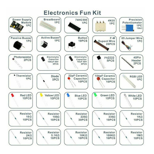 With 830 Tie-Points Breadboard Resistor Capacitor LED Potentiometer  Kit 1