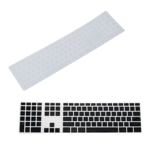 2pcs Silicone Thin Keyboard Skin Cover Protector with Numeric Keypad For   - Black & Transparent 1