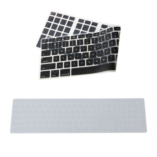 2pcs Silicone Thin Keyboard Skin Cover Protector with Numeric Keypad For   - Black & Transparent 2
