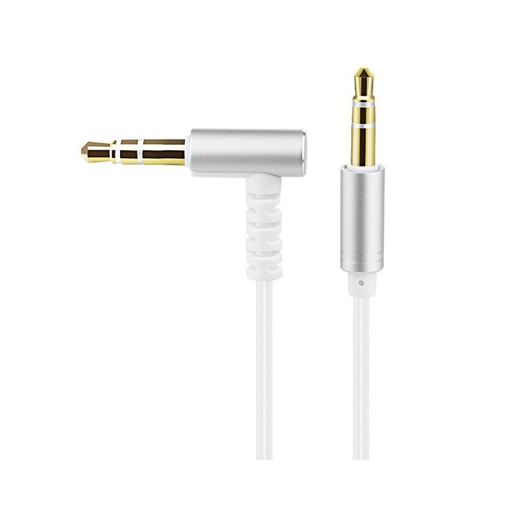 Aux Audio Cable 3.5Mm Male-To-Male Audio Jack Elbow Car Aux Audio Cable Stereo Dual- Cable Silver 4713568467074