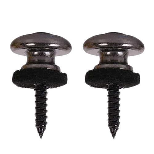 12 Pieces Mushrooms  Guitar Strap Buttons Strap Locks Chrome (Black) 1