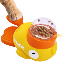 Kattenvoerbak, Eendvormige Kattensnoepdispenser, Interactieve Slow Feeder, Speelgoed met Drukknop A