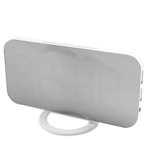 Digital Alarm Clock,6 Inch Large Led Display With Dual Usb Charger Auto Dimmer Mode Easy Snooze Function, Modern Mirror Desk Wall Clock For