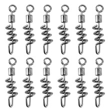 30 Teile / Paket Korkenzieher Schwenken Angeln Schwenken Snap Strudel Stecker Schwarz Silber Edelstahl Angeln Wirbel 10 #
