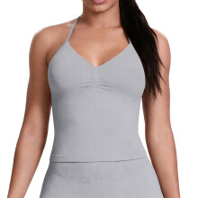 Women’s Longline Strappy Sports Bra Workout Top-light gray L