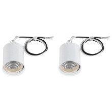 2X E27 in Ceramica Della Lampadina Della Vite Base Rotonda LED Della Lampada 'Adattatore Dello Zoccolo Holder Metallo Lampada con Wire Bianca