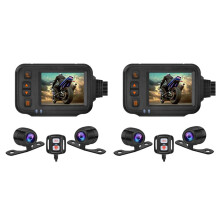 2X Camera Dash Cam, 2Inch IPS Screen 1080P+720P Dual AHD Bike Dashcam G-Sensor Parking Mode Driving Recorder Black