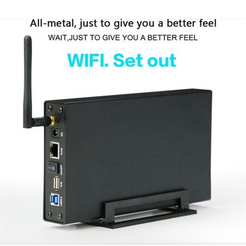 3.5'' HDD SSD Enclosure Portable USB3.0 Rj45 Ethernet NAS Network Streaming Server Storage for Case UK Plug 1