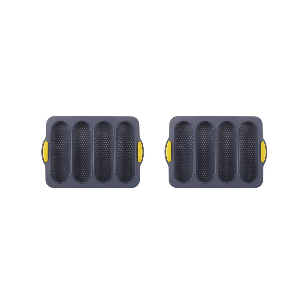 2X Silicone Loaf Pan Baking Pan For Baking French Baguettes/Hot Dog Buns,Nonstick &Easy Clean&Heat Resistant, Grey 6033805407105