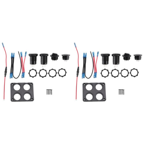 2X Marine Boat RV 12V Charger Socket Panel, 4 Im 1  Power 12V Outlet Panel Multi USB Fast Charger mit Toggle