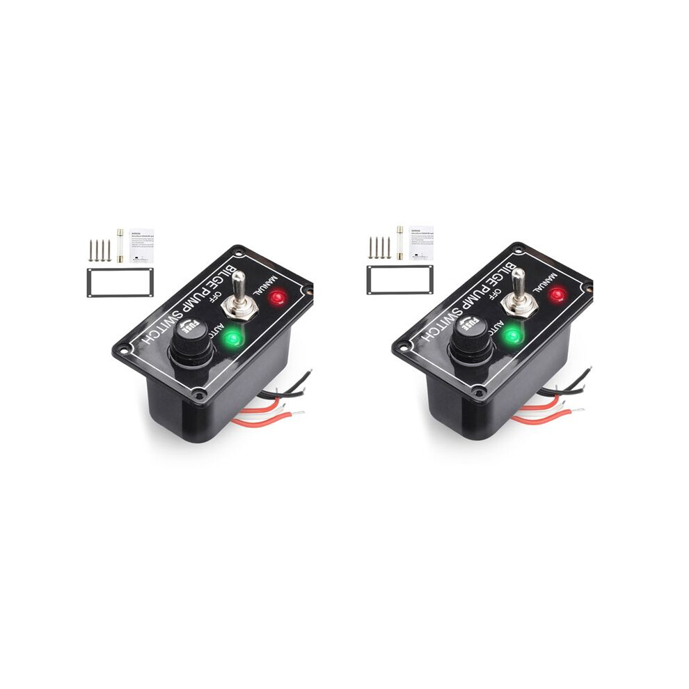 2X 12V Fused Marine Bilge Pump Panel With Led Indicator Manual/Off/Auto 3-Way Toggle Light 6031535538403