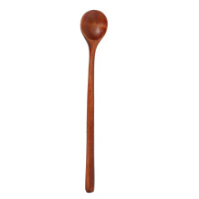 Long Spoons Wooden, 20 Pieces 10.9 Inches Natural Wood Long Handle Round Spoons for Soup (Korean Style Soup Spoon)