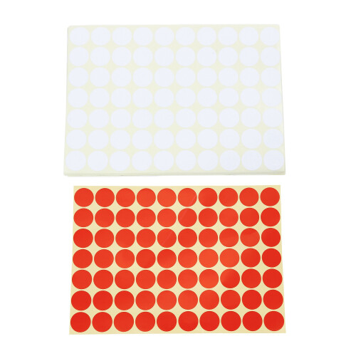 2 Set 19Mm Circles Round Code Stickers Self Adhesive Sticky Labels, White & Red 1