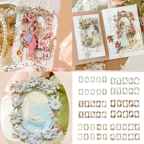 Κάρτες Κολάζ Vintage Flower Cutout Frame 10 τεμάχια 1