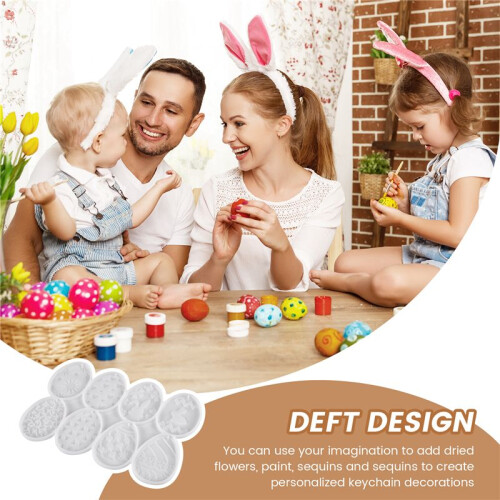 Easter Keychain Silicone Mold DIY Easter Egg Bunny Key Pendant Decorative Crystal Epoxy Resin Mold for DIY Easter 2