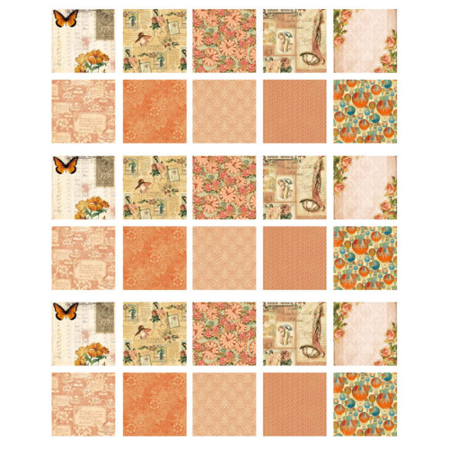 Vintage Blommor Scrapbook Papper 14cm x 14cm 30 Ark 1