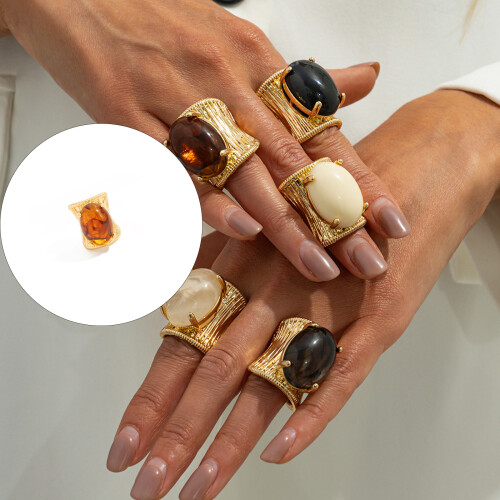Einzigartiges geometrisches Ring-Breitband-Design mit-Creme 2