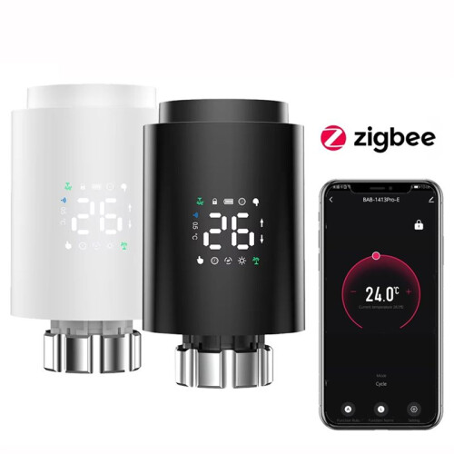 Tuya ZigBee  Radiator Actuator TRV Programmable Thermostatic Radiator Valve App Remote Temperature Controller Black 1