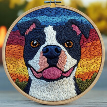 Nålstanskit Pitbull & Solnedgångsdesign 20x20cm