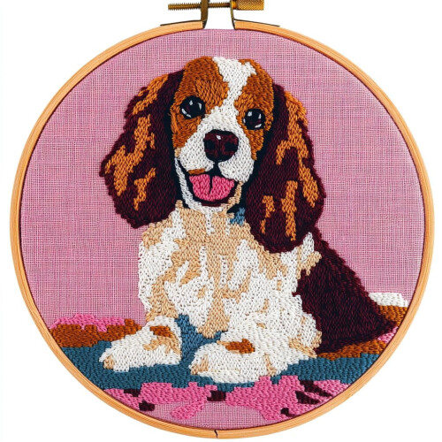 Punch Needle Kit Cartoon Cocker Spaniel 20x20cm