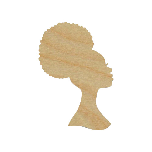 Træhoved silhuet udskæring til kranskreation - Afro Queen