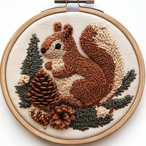 Braunes Eichhörnchen Punch Needle Kit – DIY Stickset mit