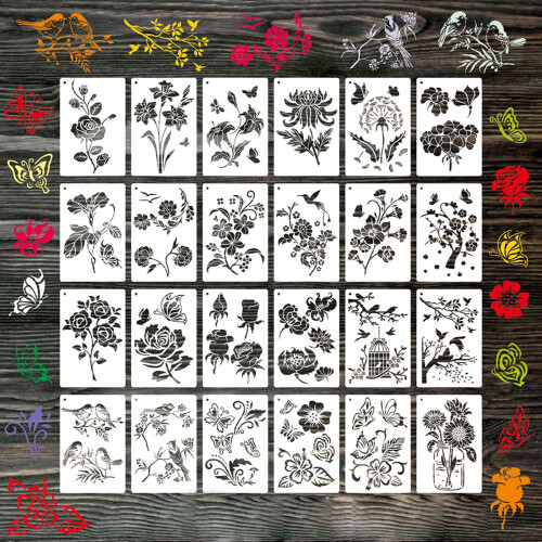 24-delige herbruikbare PET-tekenstencilset