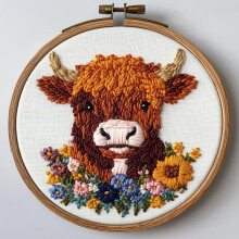 Nålstanskit Highland Cow Design – 20x20cm Nybörjare