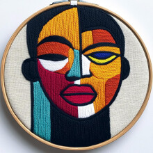 Nålstanskit Abstrakt afrikansk kvinna 20x20cm