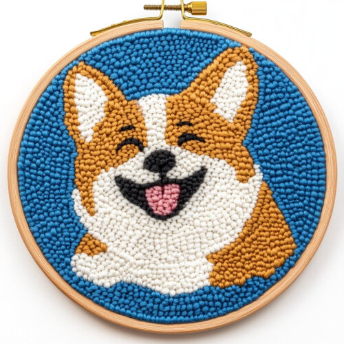 Corgi Punch Needle Kit – Stickset für Anfänger mit