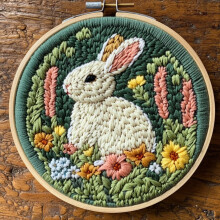 Nålstanskit Kanin i blommor 20x20cm