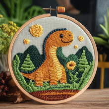 Nålslagssats Tecknad Dinosaurie & Träd 20x20cm