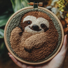 Baby Sloth Punch Needle Kit – Tryckt mönster, båge och garn