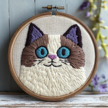 Nålhålskit Ragdoll Katt – Nybörjarbroderiset